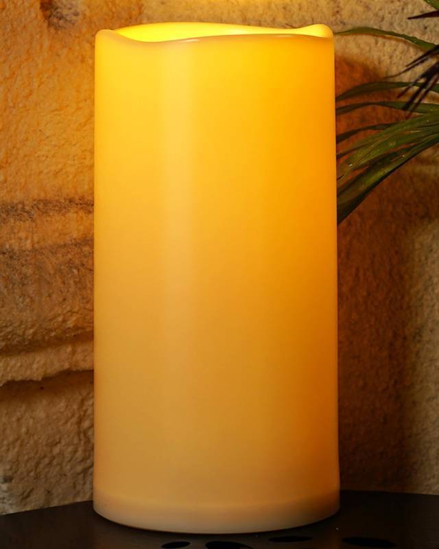 lot 4783 image: Homemory 6 x 12 Extra Large Outdoor Waterproof Candle with Auto 6-Hour Timer, Ivory Plastic Made, Long Last for Half A Year