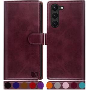 lot 3227 image: SUANPOT for Samsung Galaxy S23  Plus Wallet case with RFID Blocking Credit Card Holder,Flip Book PU Leather Protective Cover Women Men for Samsung S23Plus Phone case Wine Red