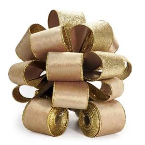 lot 3235 image: Traico Christmas Tree Topper Bow - Bow 11 sq. - Tails 3 Yards Long Each - Velvet Glitter Champange