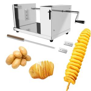 lot 3251 image: ANYDOCANMOOT Spiral Potato Cutter french fry cutter Manual Stainless Steel Twisted Potato Slicer Cutter curly fries Cucumbers Carrots DIY BBQ Slicer with Reusable Stick