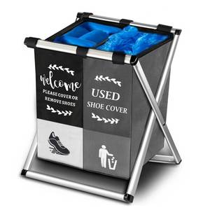 lot 3255 image: YJDayy Shoe cover dispenser Foldable Disposable Shoe Cover Box Shoe Organizer Storage Box with Used Shoe Covers and Please Remove Your Shoes Sign for Open House Supplies