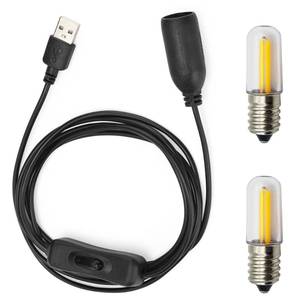 lot 3262 image: GutReise 5V USB to E14 Socket,2pcs E14 LED Bulbs 5V-6V Lamps for Table lamp Ceiling Christmas Star Home Decoration