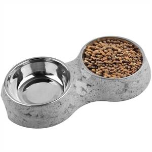 lot 3270 image: AKEISHE Double Dog Bowls with Non-Slip Tray, 2-in-1 Stainless Steel Pet Feeder for Dogs & Cats, Removable Easy-Clean Dishwasher Safe Bowls