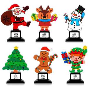 lot 3271 image: Cinnvoice 12 Pcs Christmas Trophy Set 4.7 Inch Wooden Trophy Award with Customized Stickers DIY Santa Claus Awards for Christmas Decoration Fun Party Favors Ornament, 6 Styles (Multicolor)