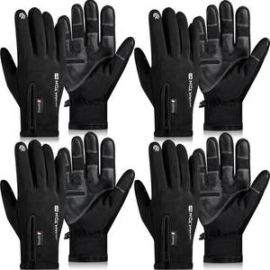 lot 3274 image: JaGely 4 Pairs Winter Gloves for Men Women Waterproof Snow Gloves Warm Touchscreen Outdoor Cold Weather Glove(Black,XL)