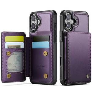 lot 3275 image: Vinich for iPhone 16 Wallet Case with Card Holder, RFID Blocking Credit Slots Kickstand Shockproof Phone Cover Fit for iPhone 16 6.1 Purple