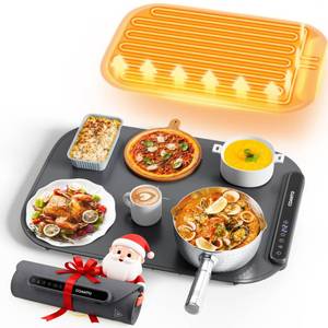 lot 3278 image: Food Warming Mat, Food Warmers for Parties Buffet, Silicone Heating Mat with 7 Temperature Settings, Roll-Up Storage, 17.91x12.8, Grey