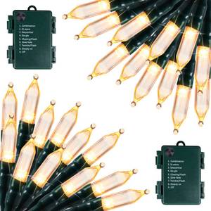 lot 3293 image: Brightown Battery Operated Christmas Lights 2 Pack 18 Feet 50 LED Clear Mini String Lights with 8 Modes Waterproof Tree Lights for Xmas Outdoor Indoor Holiday Party Garden Decor, Warm White