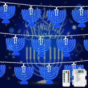 lot 3321 image: Menorah String Lights Chanukah Decorations, 20LED Blue Hanukkah String Lights Hexagram Magen Star Twinkle Lights for Chanukah Jews, Passover Shabbat, Synagogue, Judaism Wedding Party Decor