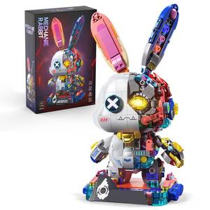 lot 3330 image: Mechanical Rabbit Building Set - Punk Style Animal Collection Toy Robot Bunny Sets with LED Light Neon Style Collectible Building Toy Home Decor Gift for Boys Girls Adults Teens Kids Ages 12, 1377PCS
