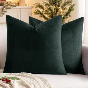 lot 3331 image: MIULEE Pack of 2 Velvet Soft Solid Decorative Square Throw Pillow Covers Christmas Cushion Case for Sofa Bedroom Couch, 20x20 Inch Army Green