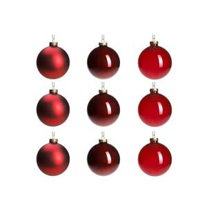 lot 3332 image: DN DECONATION Deep Red Glass Christmas Ornaments, Set of 9, 3.15 Hanging Christmas Baubles for Xmas Tree Decoration, Wedding Party Gift