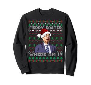 lot 3334 image: Merry Easter, Where Am I Joe Biden Ugly Christmas Sweater Sweatshirt 2XL