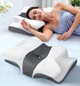 lot 3338 image: Sleep Doctor Approved Cervical Neck Pillow for Sleeping, Ergonomic Contour Side Sleeper Pillows for Adults, Cooling Orthopedic Pillow for Pain Relief Support, Memory Foam Pillows Back Stomach Sleepers