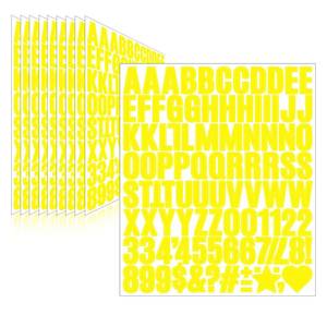 lot 3351 image: Llewyn 970 Pcs 10 Sheets Letter Stickers,Self Adhesive Waterproof 1 Inch Mailbox Numbers Vinyl Stickers,Alphabet Decals for Water Bottle,Window,Door,Classroom,Car,Laptop,Scrapbook (Yellow, 1 Inch)