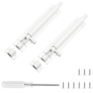 lot 3363 image: Biaungdo 5 Inch Slide Bolt Latch Lock, 2 Pack White Barrel Bolt Door Security Slide Latch Lock Aluminum Alloy Gate Sliding Locks Door Latch with Screws & Screwdriver
