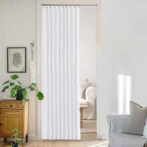 lot 3372 image: StangH Thermal Insulated Accordion Curtain Temporary Door for Bedroom Closet, Light Blocking Folding Curtain for Laundry Area Bathroom with Tieback and Hooks, Pure White, W50 x L80, 1 Panel