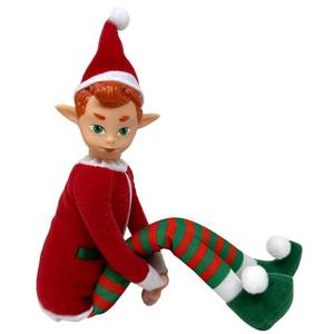 lot 3378 image: The Original Elf 12 Plush Christmas Elf Doll Poseable Shelf Sitter with Flexible Dangling Legs Perfect for Christmas Decorations, Toy Elf for Kids, Mini Elves, and Tree Topper (Boy)
