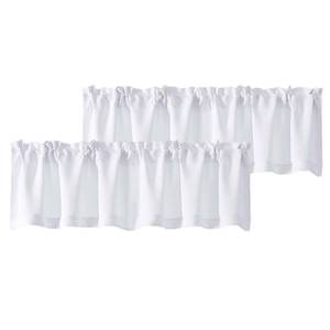 lot 3407 image: Chyhomenyc White Valances for Window, Light Filtering Short Curtains for Kitchen Bedroom Living Room, Rod Pocket Top Small Window Treatment Valance RV Bunk Panels, 60 Wx18 L, 2 Pieces
