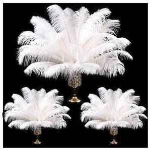 lot 3438 image: THARAHT Ostrich Feathers 90pcs Large Natural Bulk for Vase Crafts Wedding Party Centerpieces Christmas Tree Decoration Feathers,White