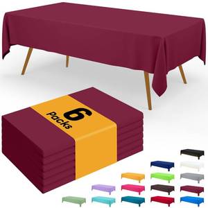 lot 3454 image: Smiry Disposable Table Cloth - 6 Pack, 54 x 108 Inch Waterproof Rectangle Tablecloths for Parties, Decorative Plastic Table Cover, Leakproof & Sturdy, Wine Red
