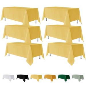 lot 3461 image: Fitable 6 Pack Yellow Rectangle Table Clothes - 90 x 156 Inch - Wrinkle and Stain Resistant Fabric Tablecloths, Washable Polyester Table Covers for Wedding, Party, Banquet, Formal Events