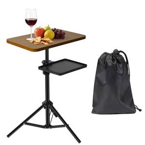 lot 3464 image: Tinysun Adjustable 2-Tier TV Tray Table, Folding Portable Couch Tray with No Assembly Required, Armrest Snack Table for Sofa Bed & Laptop Use, Multi-Surface Side Table for Living Room (Brow)