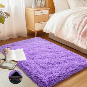 lot 3465 image: AAFKK Purple Area Rug for Bedroom, Small 2x3 Rugs for Living Room Nursery Kids Room Dorm Home Decor Aesthetic, Fluffy Shaggy Rug with 4 Anti-Slip Carpet Tapes