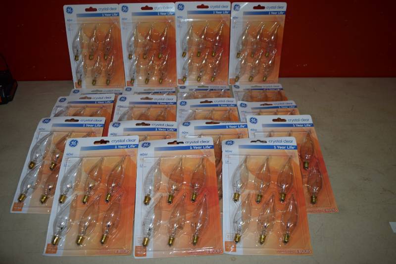 lot 148 image: 19 Packages of 6 GE Crystal Clear Candelabra Bulbs