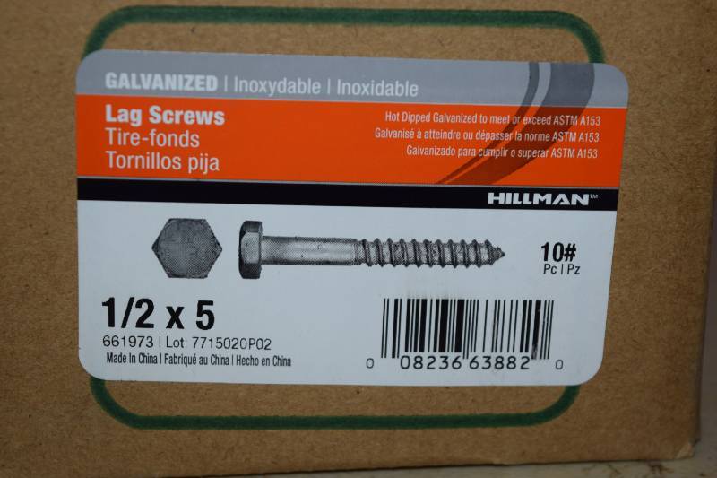 lot 212 image: 10 Pound Box Hillman Lag Screws