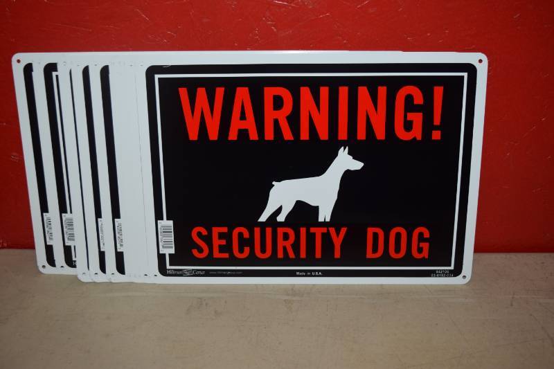 lot 237 image: 18 Metal Warning Security Dog Signs