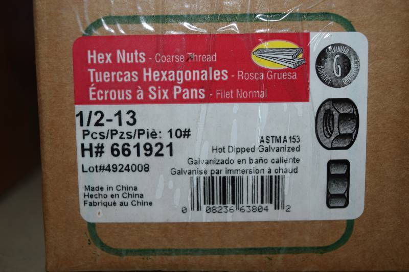 lot 380 image: 10 Pound Box Hillman Hex Nuts