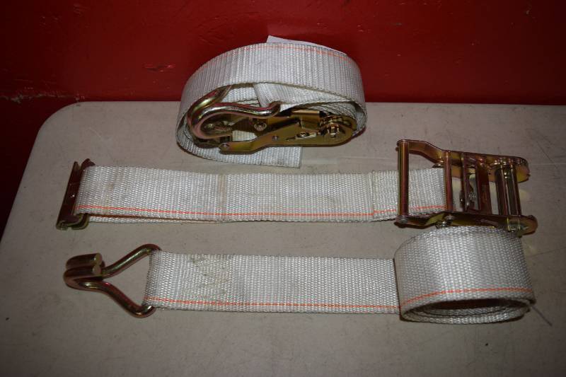 lot 489 image: 2 Ratchet Straps One end E-Track One End J Hook