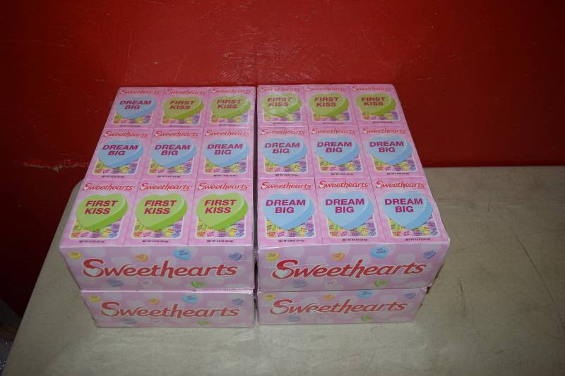lot 600 image: 144 Boxes Sweethearts Conversation Candy Hearts
