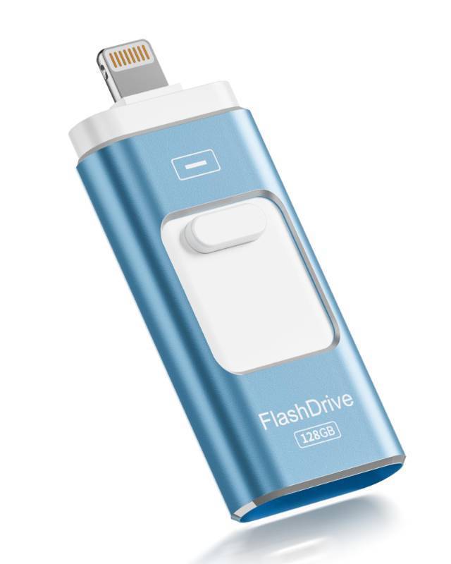 lot 43043 image: ROSPE Apple MFi Certified 128GB Flash Drive for iPhone Thumb Drive Photo Stick, USB Memory Stick iPhone Flash Drive for Photos Videos, High Speed Jump Drive Compatible for iPhoneiPadAndroidPC (Blue)