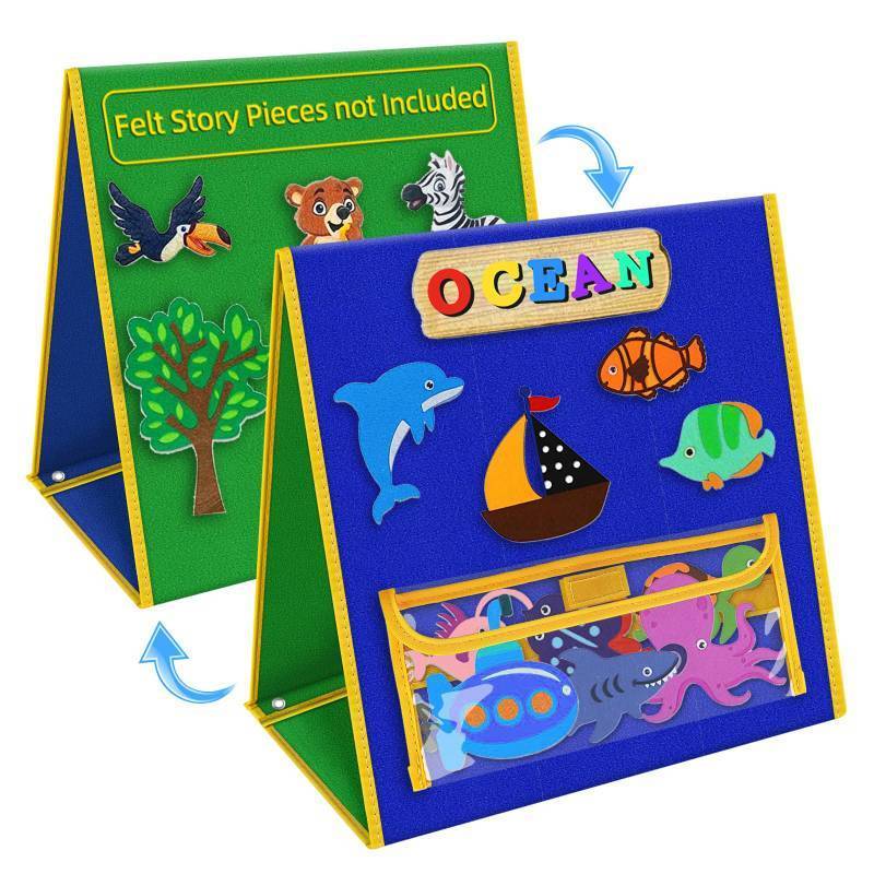 lot 43280 image: Foldable Felt Board - Double-Sided Flannel Story Board for Preschool Learning, Interactive Storytelling & Play  13 x 12 Portable Felt Play Board for Home & Classroom Use 