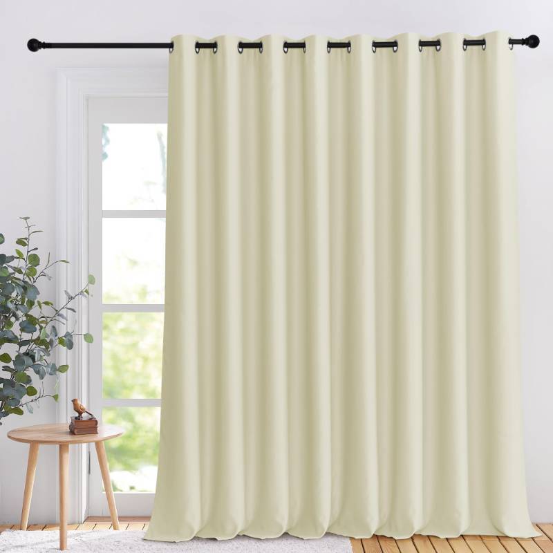 lot 43330 image: NICETOWN Blackout Curtain 108 inches Long Room Divider, Grommet Thermal Insulated Wide Window Treatment Room Darkening for Sliding Glass Door, 1 Panel, W120 x L108, Light Beige