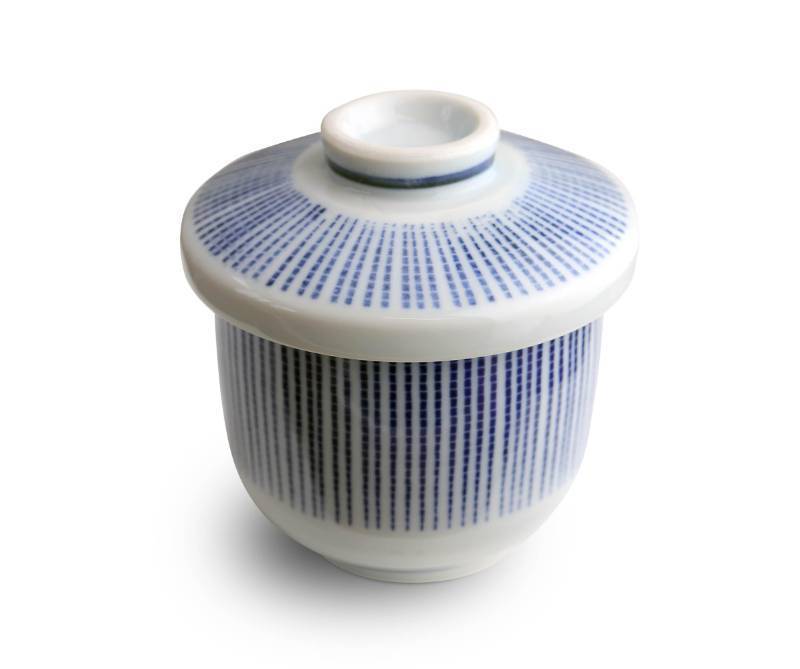 lot 43477 image: Urban Tokyo Minoyaki Earthenware Japanese Chawanmushi Cup With Lid 6 fl oz 3.5 H Restaurant Grade Steam Egg Cups Made in Japan (Hoso Tokusa) 