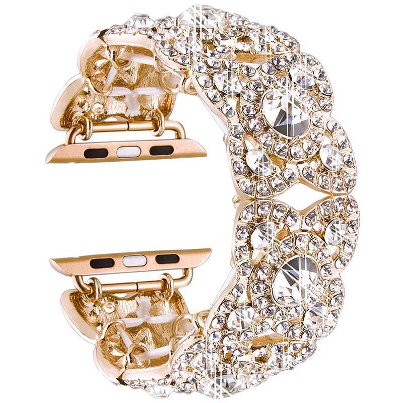 lot 43906 image: VIQIV Bling Bands for Compatible with Apple Watch 38mm 40mm 41mm Ultra Iwatch Series 9 8 7 6 5 4 3 2 1, Diamond Rhinestone Stainless Steel Metal Bracelet Wristband Strap for Women Gold