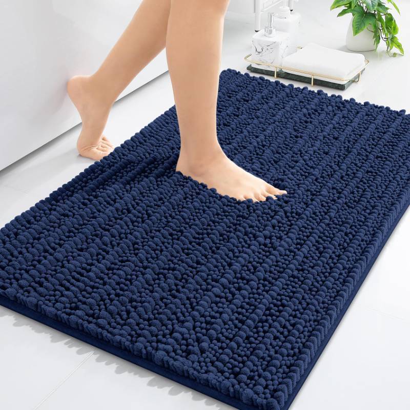 lot 45031 image: (UNUSED) Arotive Luxury Chenille Bathroom Rug Mat, Extra Soft Thick Absorbent Shaggy Bath Rugs, Non-Slip Machine Wash Dry, Plush Bath Mats for Bathroom, Shower and Tub, 30x20, Navy