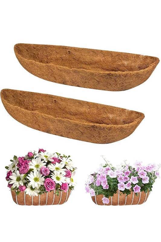 lot 48121 image: (UNUSED) 2 Pack - 48 inch Trough Coco Coir Liner, Replaceable Coconut Hanging Basket Planter Liners, Natural Coconut Fiber Coir for Outdoor Plants Flowers Outside Coir Planters Porch Balcony Garden Decor