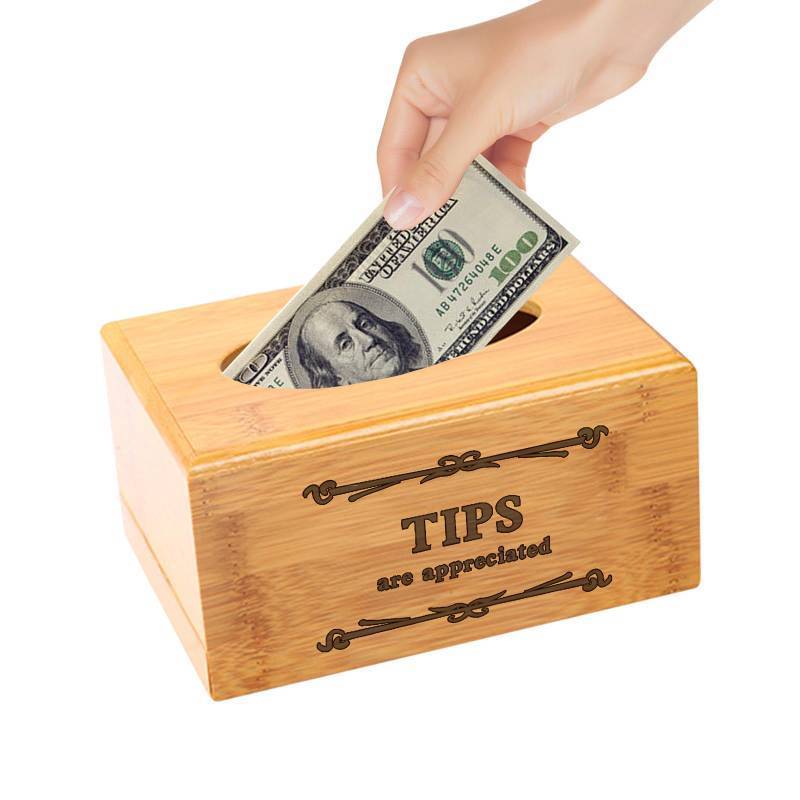 lot 49331 image: FACTORY SEALED - Bamboo Tip Jar Tip Box for Bartender 6.5 x 4.5 x 3.35 Inch Donation Suggestion Collection Box Clean Money Box Cash Drop Box Comment Ballot Box Money Storage Container for Restaurants Musicians Driver