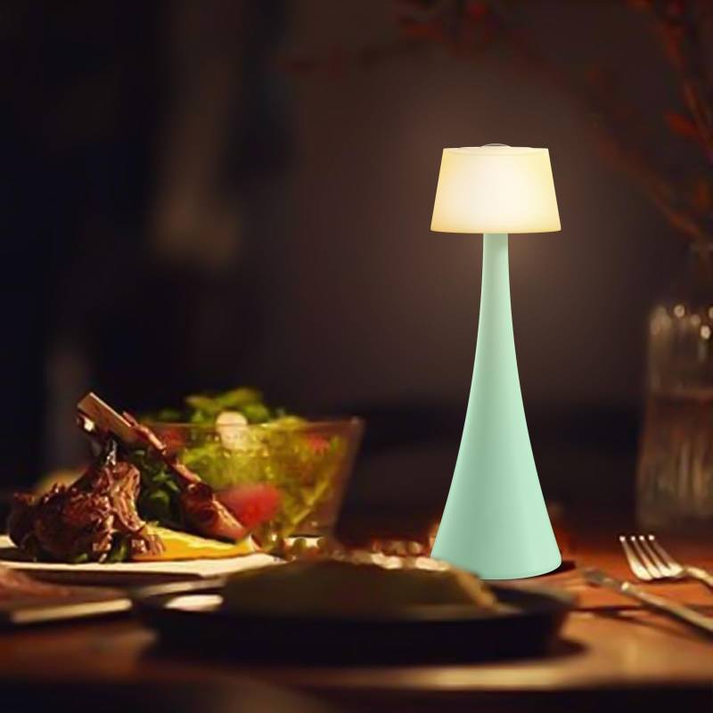 lot 51390 image: FACTORY SEALED - Modern Table Lamp, Desk Lamp Cordless Lamp for Bedroom - 4 Way Dimming Touch Lamp 4000mAh Battery Operated Lamp, Minimalist Nightstand Light Lamp for Living Room, Office & Dorm (Mint green)