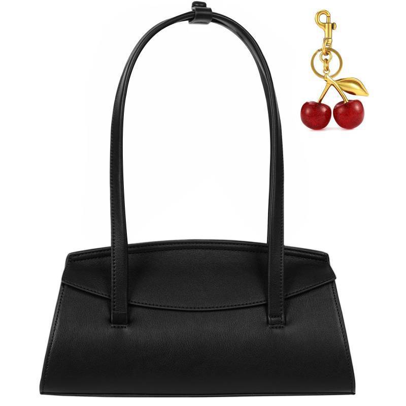 lot 53710 image: FACTORY SEALED - GETERUUV Shoulder Bag for Women Trendy Black Vegan Leather Handbag With Cherry Charm - Small Fall Purse