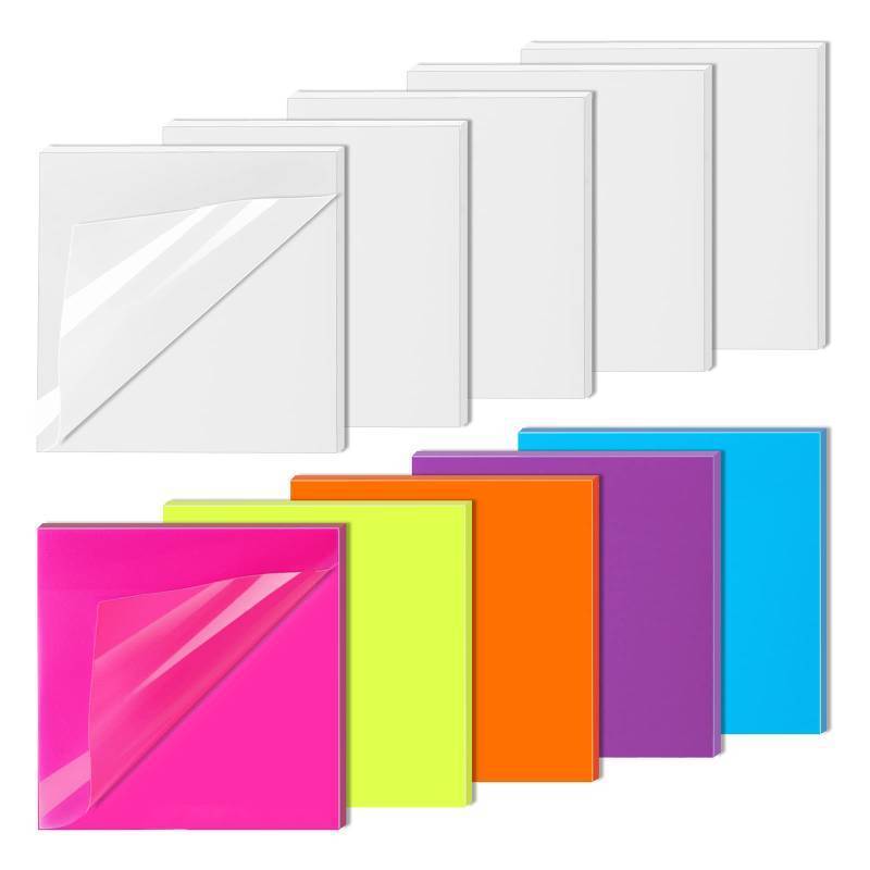 lot 54115 image: FACTORY SEALED - Transparent Sticky Notes,3X3 Inch Clear,Translucent Pads,See Through Sticky Notes for Book Annotation,Invisible,Self-Adhesive(500 Sheets,Colorful)