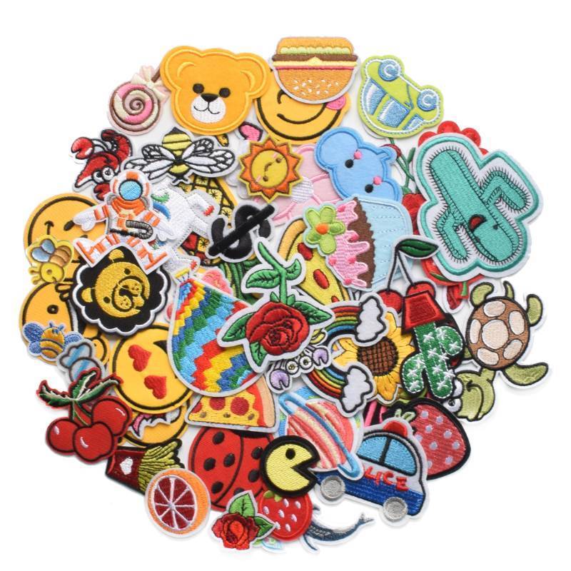 lot 54348 image: Harsgs 60pcs Random Assorted Styles Embroidered Patches, Bright Vivid Colors, Sew OnIron On Patch Applique for Clothes, Dress, Hat, Jeans, DIY Accessories
