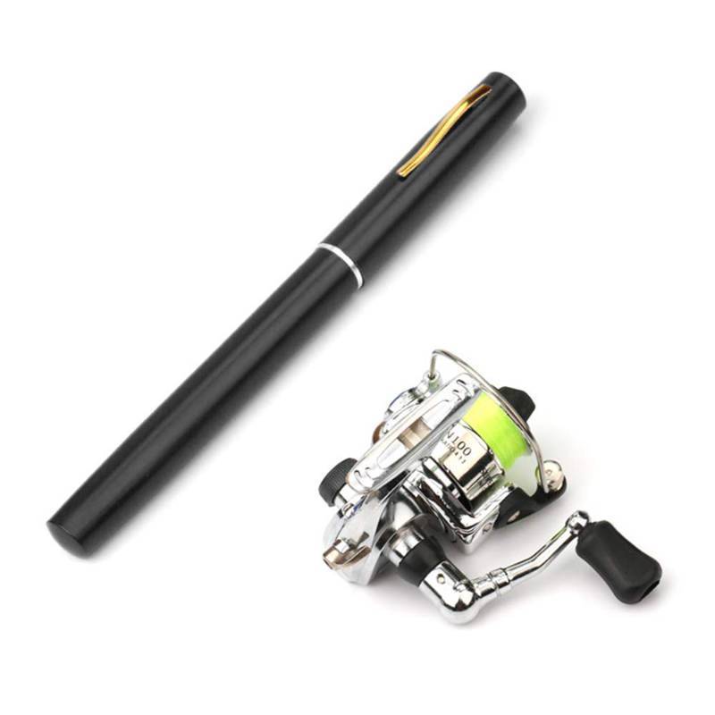 lot 54714 image: Lixada Collapsible Mini Pen Fishing Pole Kit - Telescopic Fishing Rod Spinning Reel Combo Kit