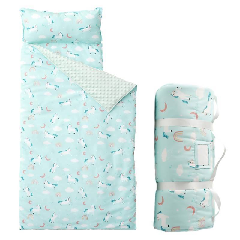lot 54980 image: Bunnikins & Clover Toddler Nap Mat with Removable Pillow & Minky Blanket, Roll Up Nap Mats for Preschool, Soft Kids Sleeping Mat for Boys Girls Kindergarten Daycare