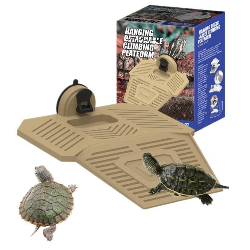 lot 56112 image: FACTORY SEALED - Turtle Resting Basking Platform, Turtles Ramp Removable Tortoise Climbing Ladder Resting Terrace for Reptiles Amphibian Habitat Hideouts Aquarium Floating Dock (Brown, L)