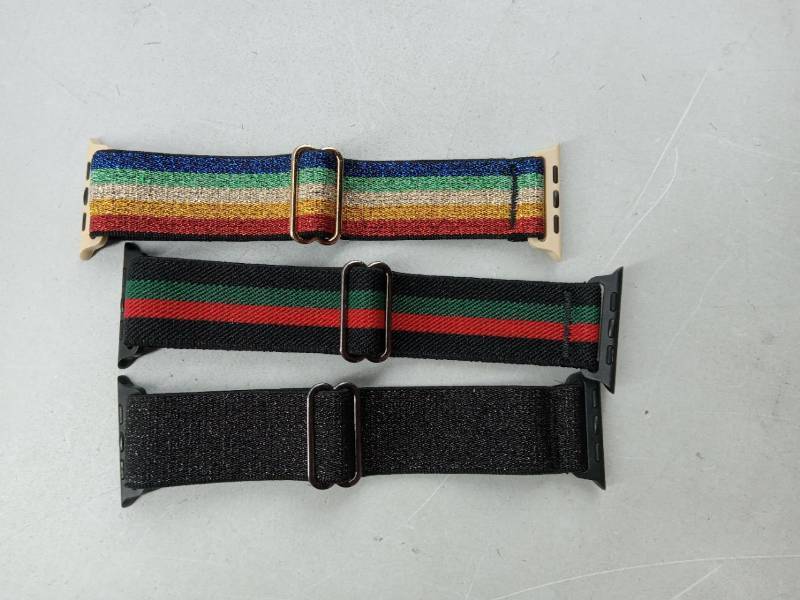 lot 58433 image: Elastic Nylon Watch Bands Set - Rainbow, Striped & Solid